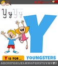 letter Y from alphabet with cartoon youngsters characters Royalty Free Stock Photo