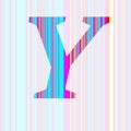 Letter Y of the alphabet made with stripes with colors purple, pink, blue, yellow Royalty Free Stock Photo