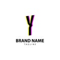 Letter Y bright glitch for creative brand
