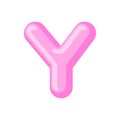 Letter Y candy font. Caramel alphabet. lollipop lettering. Sweet