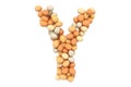 Letter Y from chicken eggs, 3D rendering