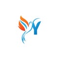 Letter Y combined with the fire wing hummingbird icon logo Royalty Free Stock Photo