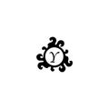 Letter Y Decorative Alphabet Logo Isolated On White Background. Elegant Curl & Floral Logo Concept. Luxury Black Initial Abjad