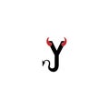Letter Y with devil`s horns and tail icon logo design vector Royalty Free Stock Photo