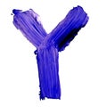 Letter Y drawn with blue paints