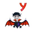 Letter Y for Fantasy Cyrillic Alphabet - Azbuka with cute vampire