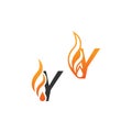 Letter Y and fire waves, logo icon concept design Royalty Free Stock Photo
