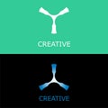 letter y and its colorful inversion creative flat logo design