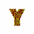 Letter Y made of brown woolen balls, isolated on white, 3d renderi