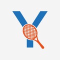 Letter Y Padel Tennis Logo. Padel Racket Logo Design. Beach Table Tennis Club Symbol