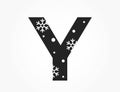 Letter y with snowflake and snow. initial letter for Christmas, new year and winter design. isolated vector image Royalty Free Stock Photo