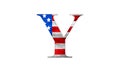 Letter Y with stars and stripes US flag lettering font