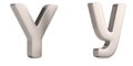 Letter y from steel solid alphabet isolated on white background. 3D illustration Royalty Free Stock Photo