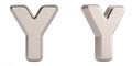Letter y from steel solid alphabet isolated on white background. 3D illustration Royalty Free Stock Photo