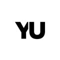Letter Y and U, YU logo design template. Minimal monogram initial based logotype