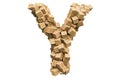 Letter Y from wooden boxes. 3D rendering Royalty Free Stock Photo