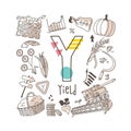 Letter Y - Yield, cute alphabet series in doodle style