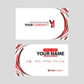 Letter YI logo in black which is included in a name card or simple business card with a horizontal template.