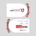 Letter YJ logo in black which is included in a name card or simple business card with a horizontal template.