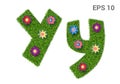 Letter Yy with a texture of grass and flowers