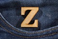 Letter Z of the alphabet - blue jeans texture background. Top view Royalty Free Stock Photo