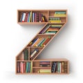 Letter Z. Alphabet in the form of shelves with books isolated on Royalty Free Stock Photo