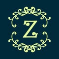 Letter Z Alphabet Logo with Luxury Decorative Golden Frame Royalty Free Stock Photo