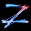 Letter Z the alphabet made from neon signs