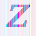 Letter Z of the alphabet made with stripes with colors purple, pink, blue, yellow Royalty Free Stock Photo