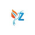 Letter Z combined with the fire wing hummingbird icon logo Royalty Free Stock Photo
