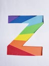 letter Z with cuts of foamy in rainbow colors and white background