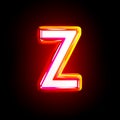 Stylish shining red design alphabet - letter Z isolated on black background, 3D illustration of symbols