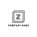 Letter z logo double square line vector design template