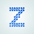 Letter Z logo modern halftone icon. Vector flat letter Z sign futuristic blue dot line liquid font trendy digital design