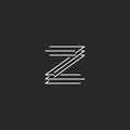 Letter Z logo modern monogram, black and white thin line mockup business card