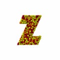 Letter Z made of brown woolen balls, isolated on white, 3d renderi