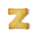 Letter Z made of cracker cookie isolated on white background Royalty Free Stock Photo