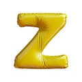 Letter Z made of gold balloon. 3d rendering isolated on white background