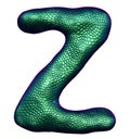 Letter Z made of natural green snake skin texture isolated on white. Royalty Free Stock Photo
