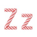 Letter Z Mint Candy Cane Alphabet Collection Striped in Red Christmas Colour . 3d Rendering Royalty Free Stock Photo