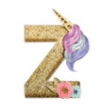 LETTER Z // INITIAL // MONOGRAM - Z - UNICORN 3D ALPHABET