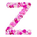 Letter Z from orchid flowers isolated on white Royalty Free Stock Photo