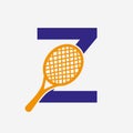 Letter Z Padel Tennis Logo. Padel Racket Logo Design. Beach Table Tennis Club Symbol