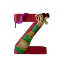 Letter Z. Party Font. Handmade with plasticine or clay.