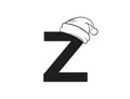 Letter z with santa claus hat. initial letter for Christmas and New Year text design Royalty Free Stock Photo