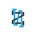 Letter z simple line art grunge design logo vector