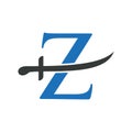 Letter Z Swords Logo Vector Template. Swords Icon For Protection and Privacy Symbol