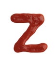 Letter Z written with ketchup on white background Royalty Free Stock Photo