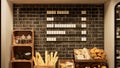 Letterboard on a wall in a backery store with fresh baked bread in front of it.