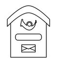 Letterbox, picture for children to be colored, black and white, isolated. Royalty Free Stock Photo